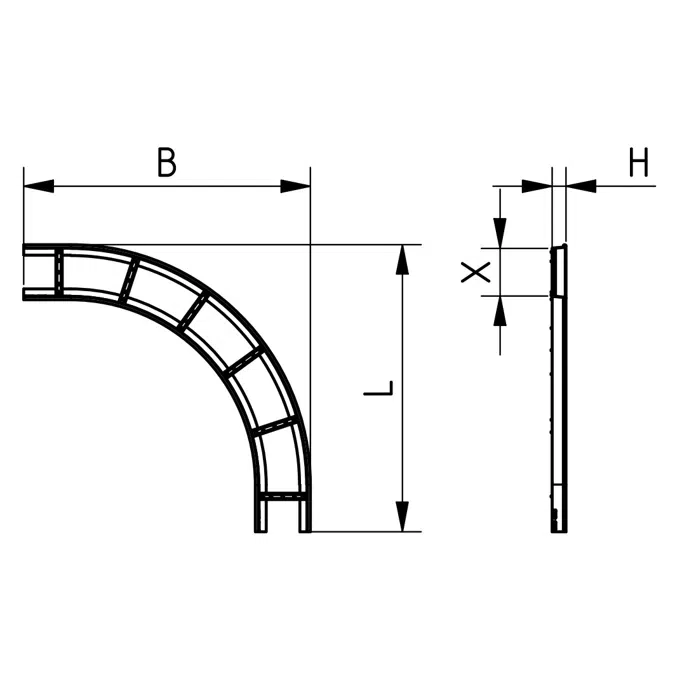 Aussenbogen 90° 200 x 60 ZMA