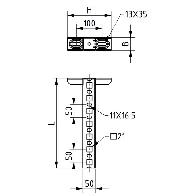 Multifix Konsole 50 x 50 x 150 mm fvz