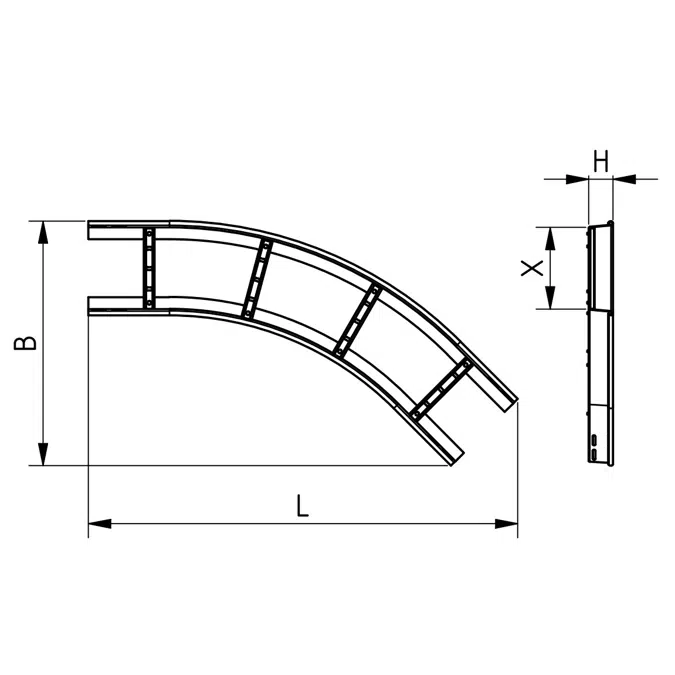 Aussenbogen 45° 200 x 60 ZMA