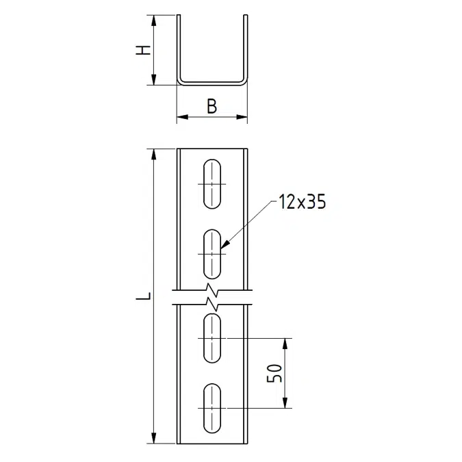 U-Profil 44 x 44 x 2.5 x 3000 mm fvz