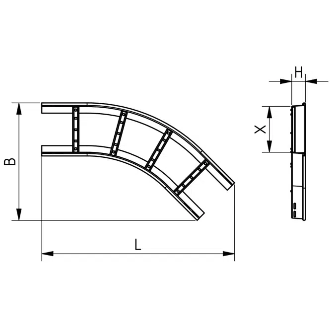 Innenbogen 45° 200 x 60 ZMA