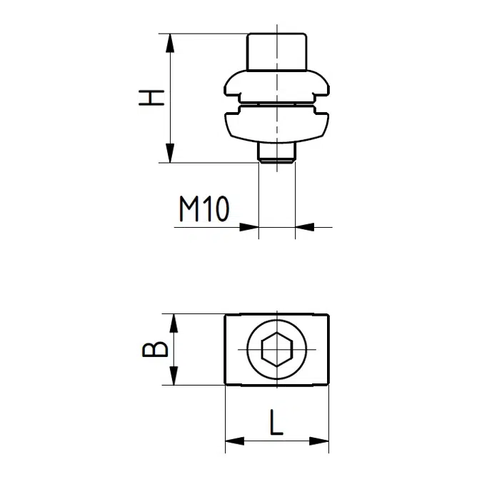 Hammerkopf-Schraubengarnitur M10 x 20 A4, 1.4404