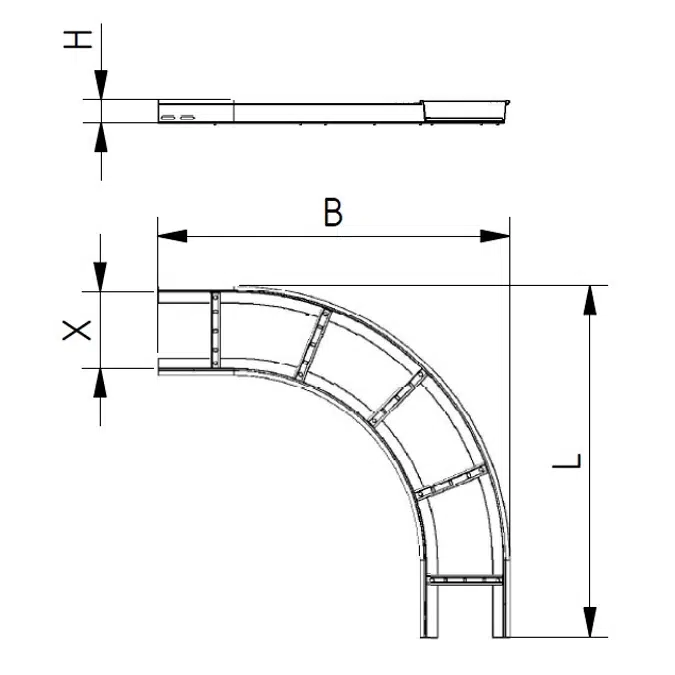 Innenbogen 90° 200 x 60 ZMA