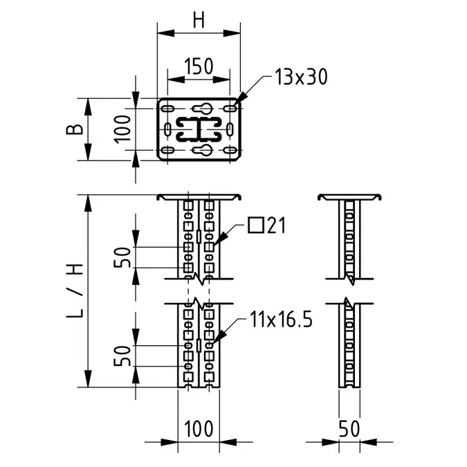 Multifix Decken-Doppelstützen 1000 mm fvz