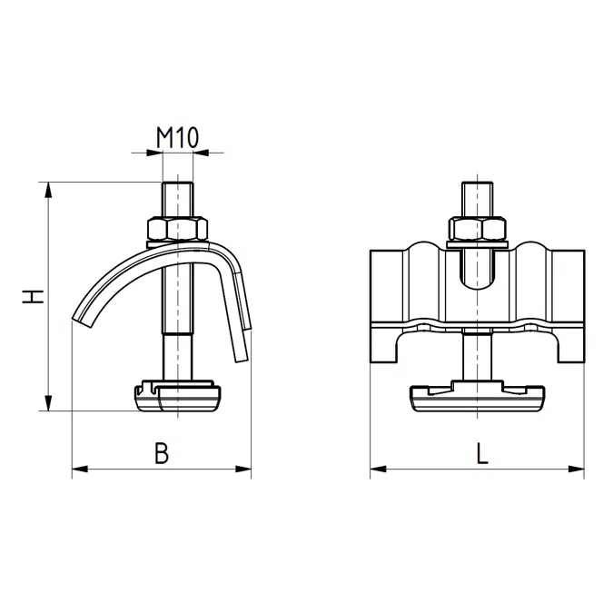 Stahlkralle mit verz. Ankerschraube M10 x 65 fvz