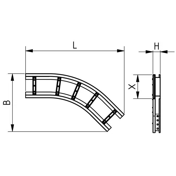 WSMB-Bogen 45° 200 x 60 fvz