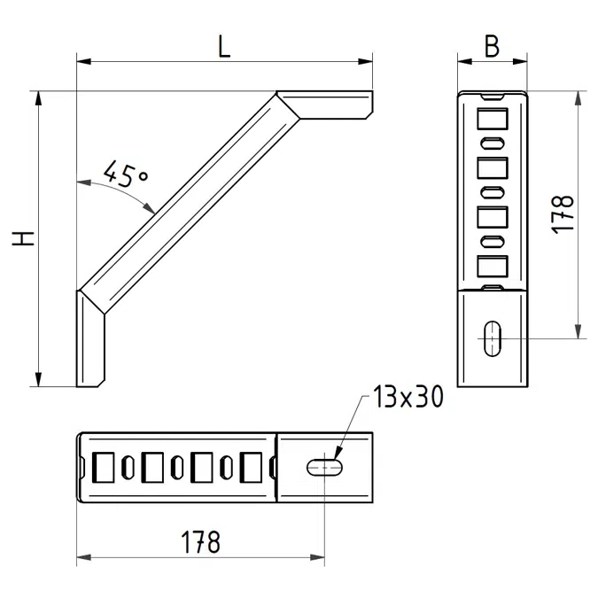 Kurzstrebe für Multifix-Konsole 200 mm fvz