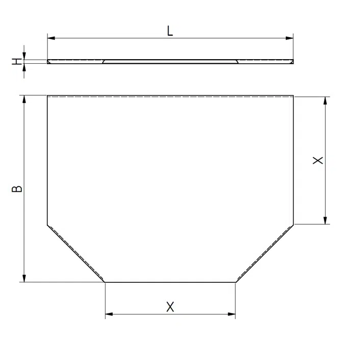 Deckel zu T-Stück 100 x 60 A4, 1.4404
