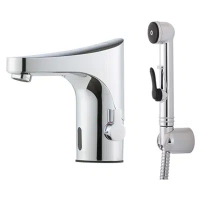 9000E Tronic Basin Mixer with self-closing handshower için görüntü