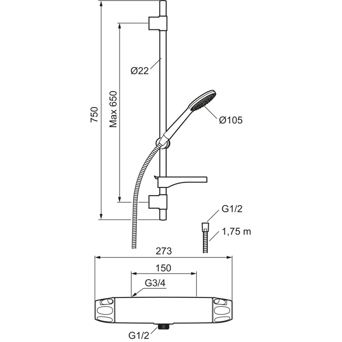 9000XE Duschpaket 150 c/c