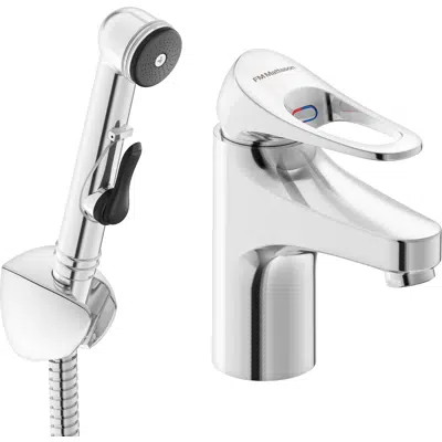 9000XE Basin mixer with self-closing handshower