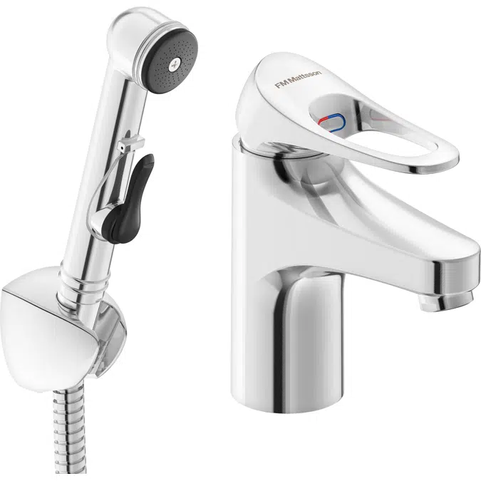 9000XE Basin mixer with self-closing handshower