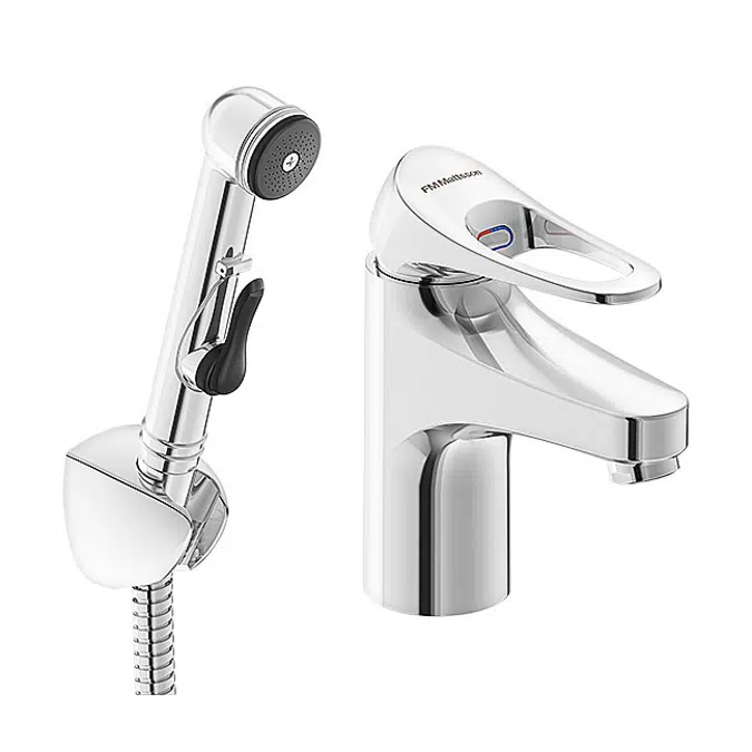 9000XE Basin mixer with self-closing handshower