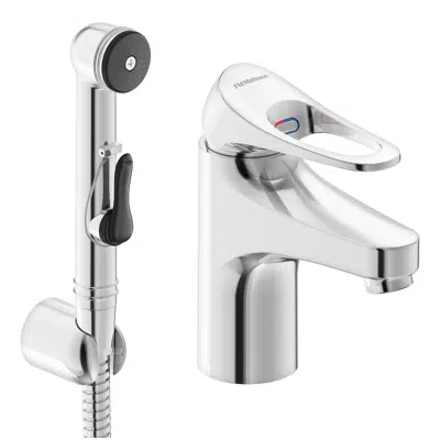 9000XE Basin mixer with self-closing handshower