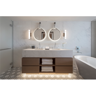 รูปภาพสำหรับ Waterproofing of bathrooms with ISOMAT SL 17, fixing of ceramic tiles with ISOMAT AK 20 and pointing tile joints with the water-repellent, fungal resistant grout MULTIFILL SMALTO 1-8