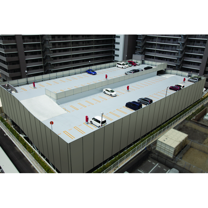 Open car park waterproofing with hot spray-applied pure polyurea ISOMAT-PUA 1360 and TOPCOAT-PAS 760
