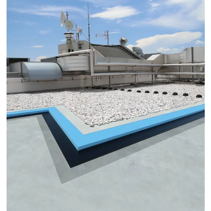 Waterproofing of an inverted flat roof with a polyurethane liquid membrane  - Isomat PU Systems