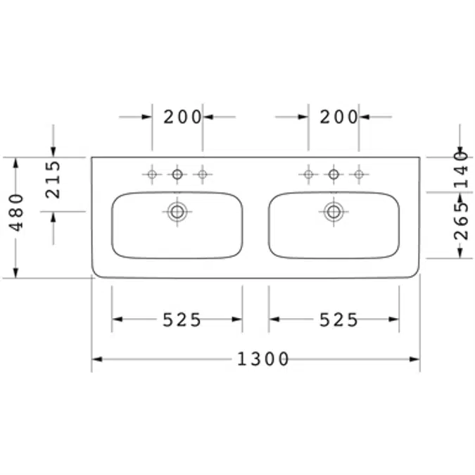 DuraStyle Lavabo doble Blanco Brillante 1300 mm - 233813