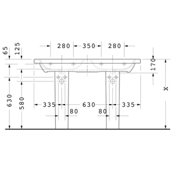 DuraStyle Double washbasin, double furniture washbasin 233813