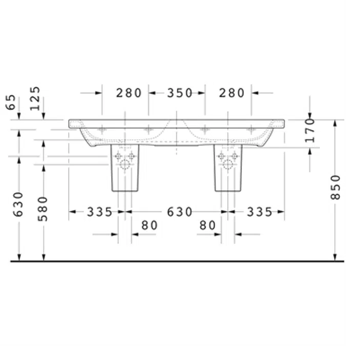 DuraStyle Double washbasin, double furniture washbasin 233813