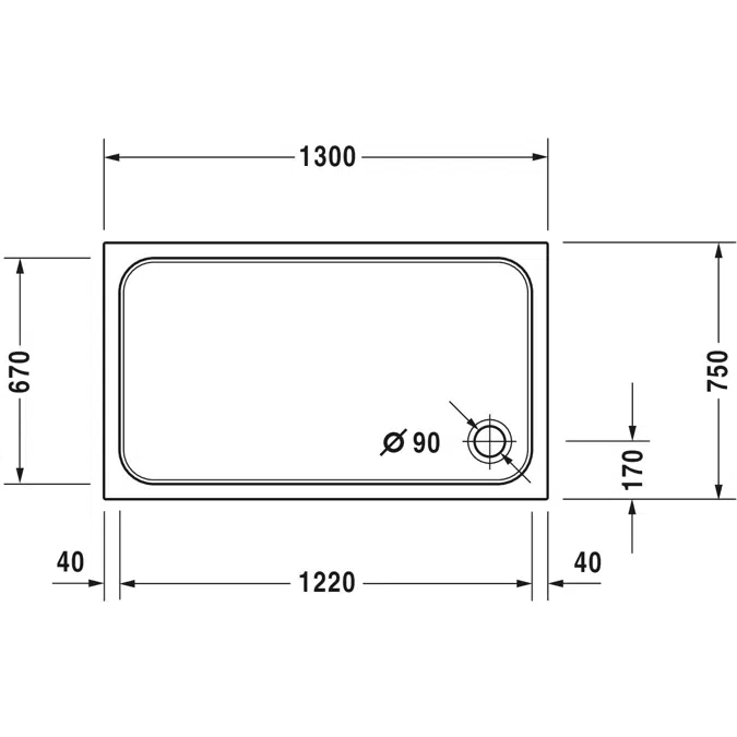 D-Code Shower tray White  1300x750 mm - 720098