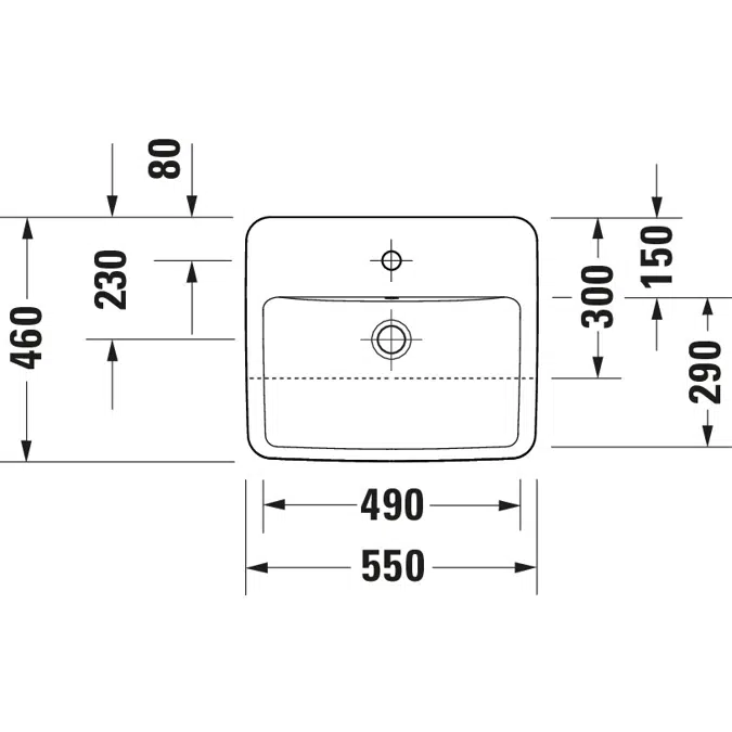 Duravit No.1 Semi-recessed washbasin White High Gloss 550 mm - 037655