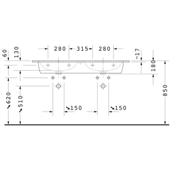 ME by Starck Double washbasin, double furniture washbasin 233613