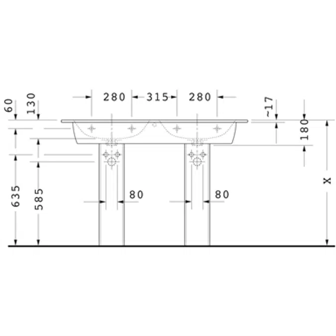 ME by Starck Double washbasin, double furniture washbasin 233613