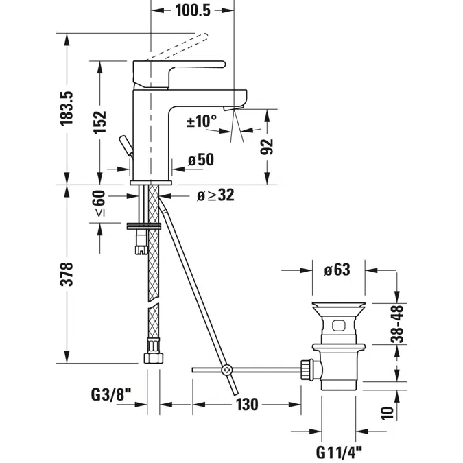 B.2 Mezclador monomando para lavabo S Cromado brillante - B21010002