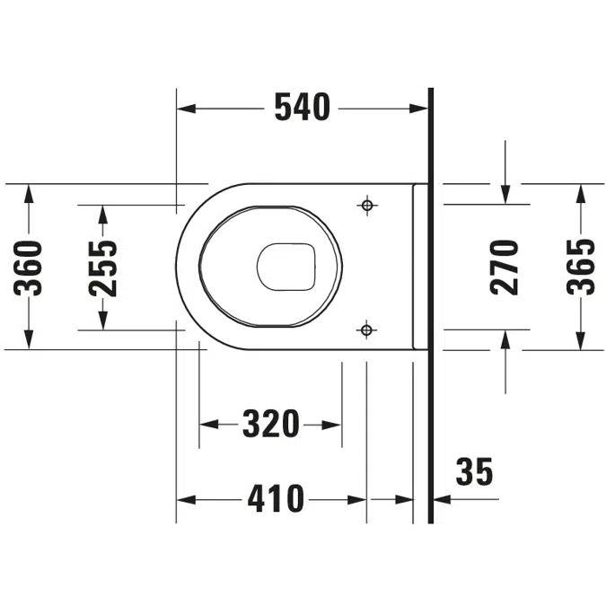 Starck 3 Wall-mounted toilet White High Gloss 540 mm - 220009