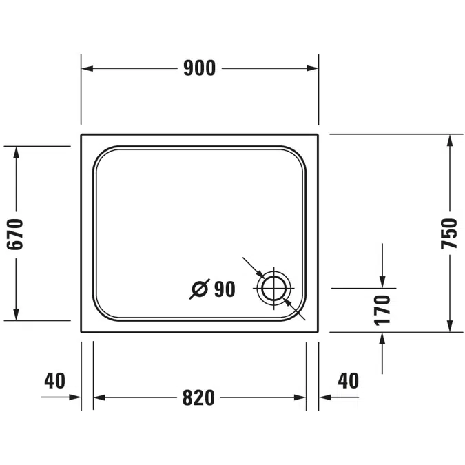 D-Code Shower tray White 900x750 mm - 720104