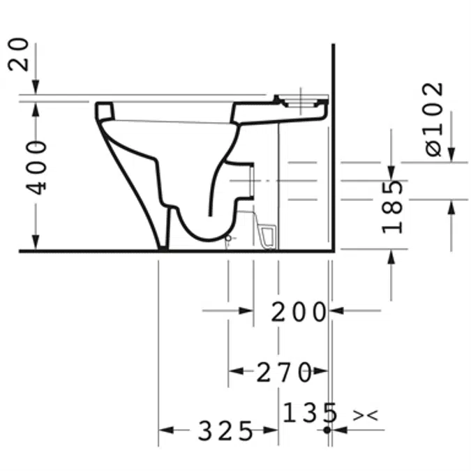 DuraStyle Floorstanding toilet for combination White High Gloss 630 mm - 216209