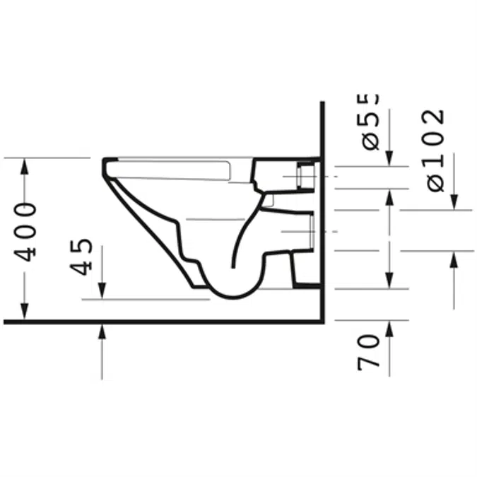 DuraStyle Toilet wall mounted Duravit Rimless 255109