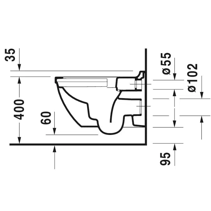 Starck 3 Toilet wall mounted Duravit Rimless¨ set 452709