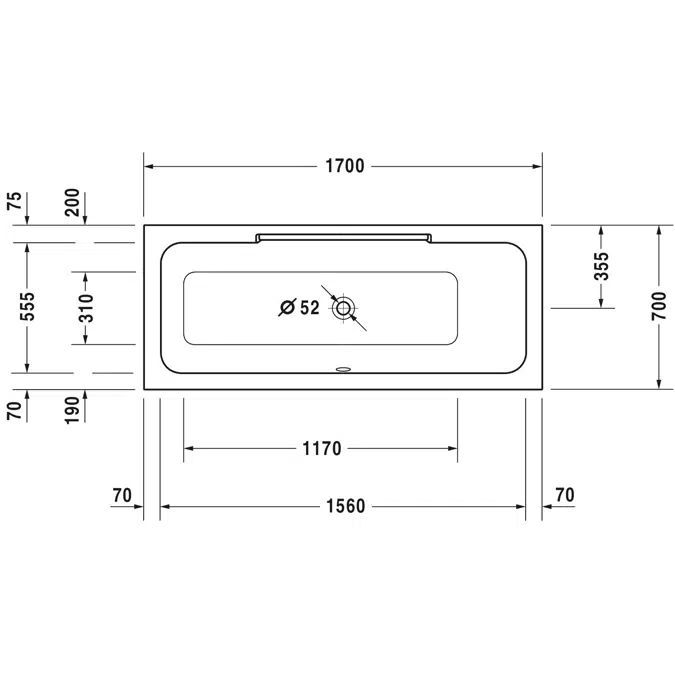DuraStyle Bathtub White  1700x700 mm - 700295