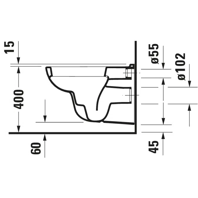D-Code Wall-mounted toilet White High Gloss 545 mm - 253509