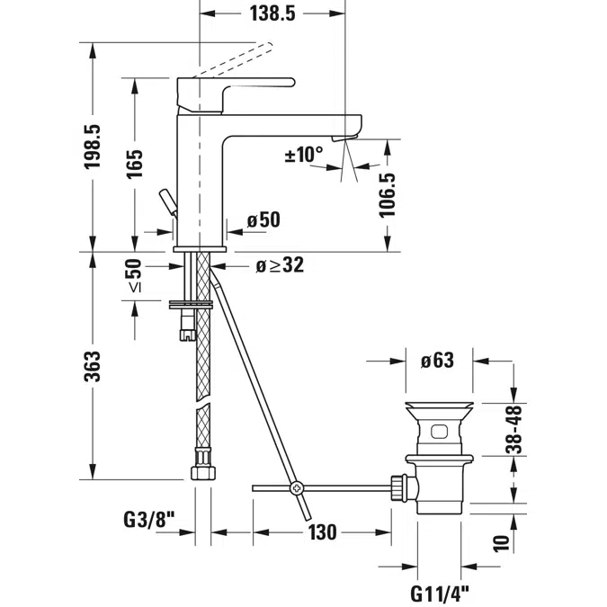 B.2 Mezclador monomando para lavabo M Cromado brillante - B21020002