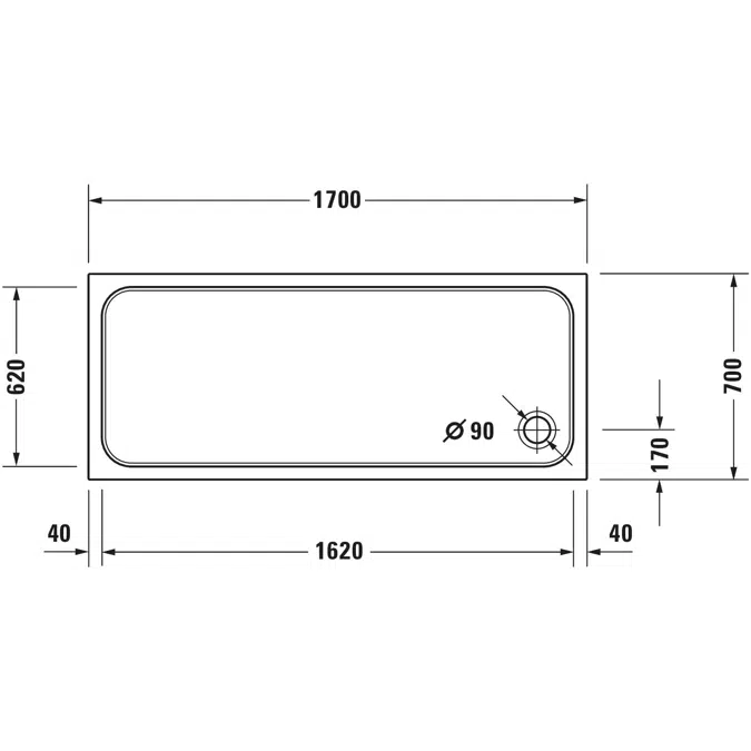 D-Code Shower tray White 1700x700 mm - 720096