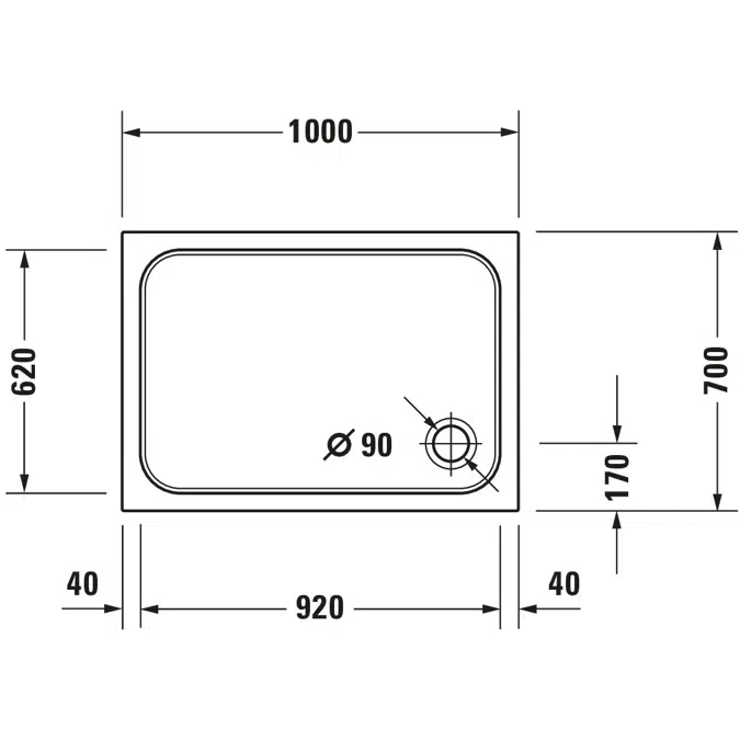 D-Code Shower tray White 1000x700 mm - 720093