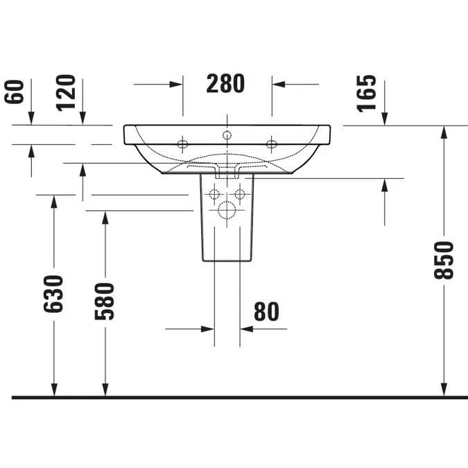 D-Code Washbasin White High Gloss 650 mm - 239865