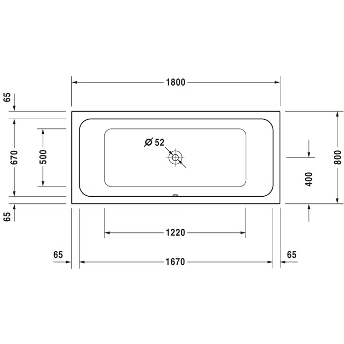 D-Code Bathtub White  1800x800 mm - 700101