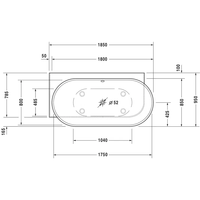 Luv Badewanne, Oval 700431