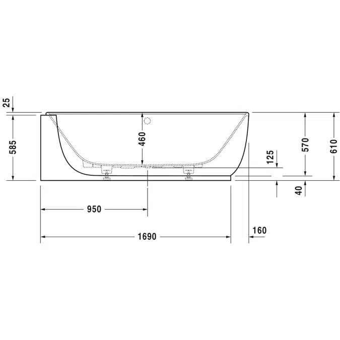 Luv Bathtub White Matt 1850x950 mm - 700431