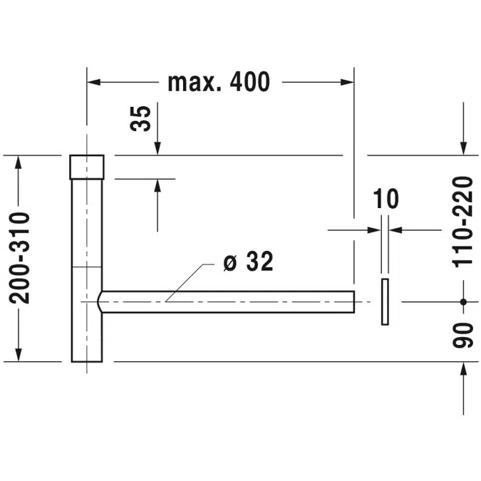 005036 Design siphon Stainless steel Brushed 70x425x311 mm