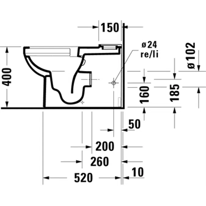 Duravit No.1 Inodoro de pie para tanque bajo Blanco Brillante 650 mm - 218209