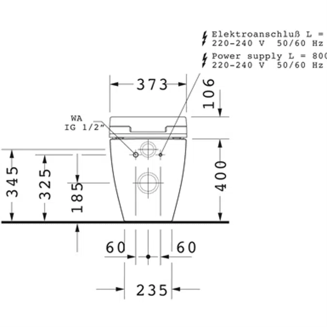 ME by Starck Toilet floorstanding for shower toilet seat White High Gloss 373x600x400 mm - 216959