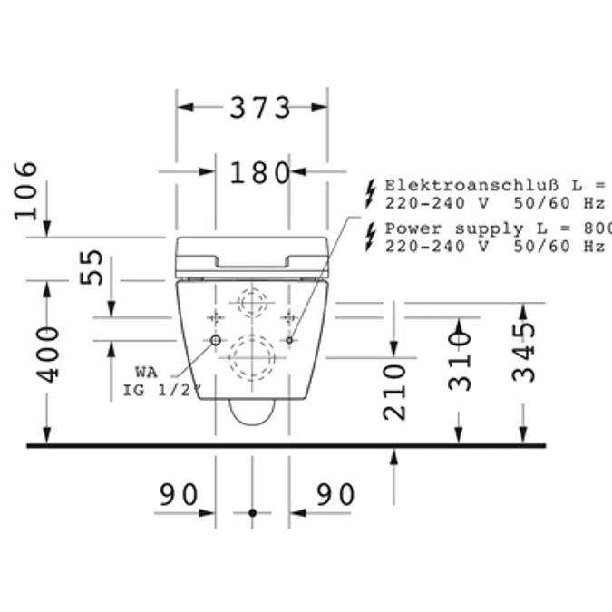 BIM object Toilets ME by Starck Toilet wall mounted Duravit Rimless