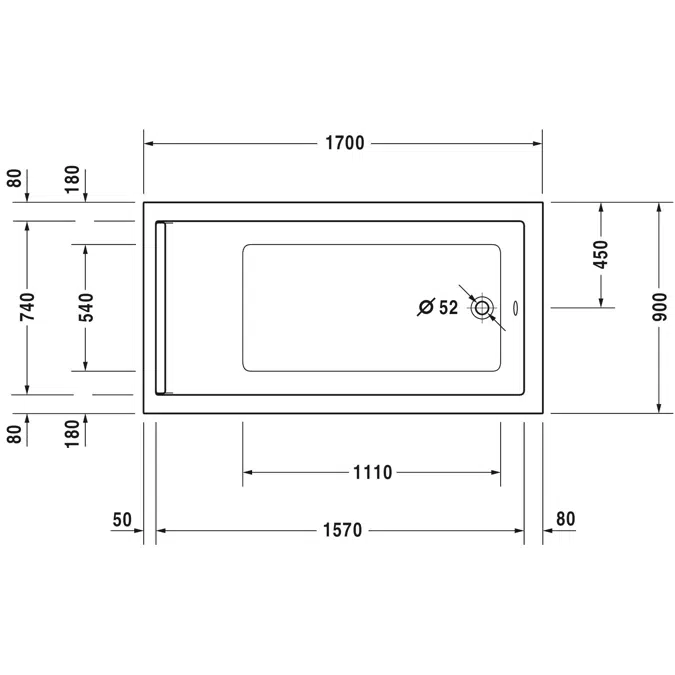 Starck Bathtub White  1700x900 mm - 700337