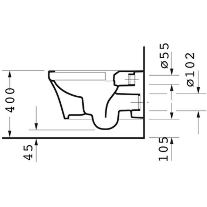 P3 Comforts Toilet wall mounted Duravit Rimless¨ 256109