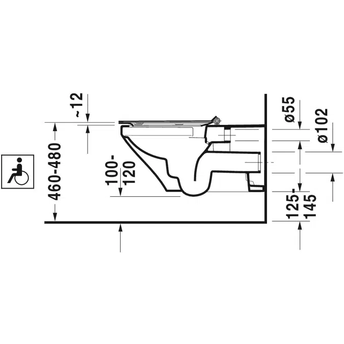 BIM objects - Free download! DuraStyle Wall-mounted toilet, 700 mm